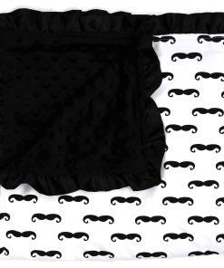 Mantas para Bebé Dear Baby Gear, Bigotes Negros, Minky Negro