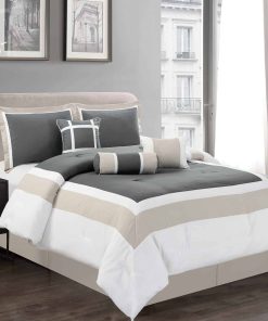 Juego de Edredón de 7 Piezas Tamaño Queen en Gris