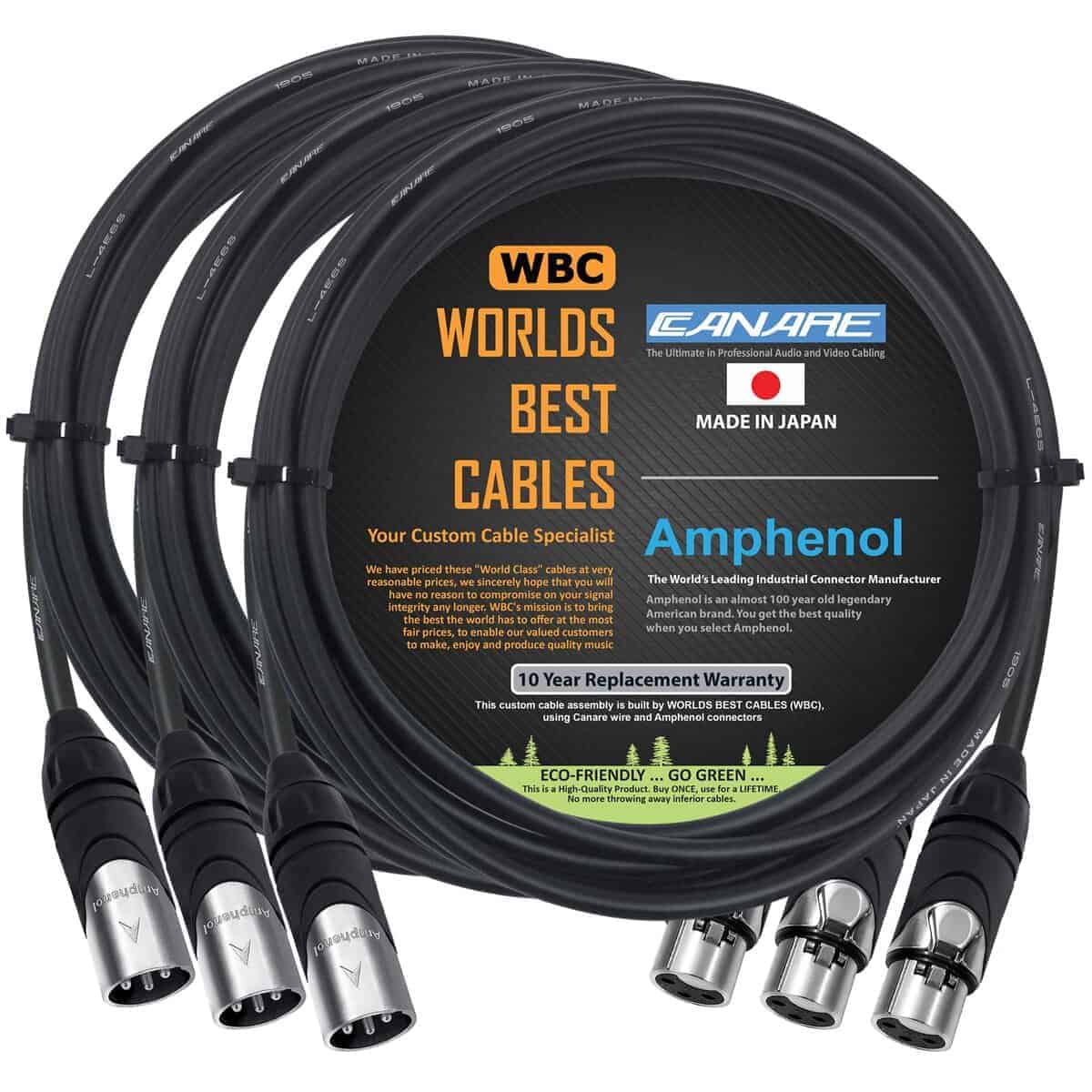 3 Unidades - 15 Pies - Canare L-4E6S, Cable de Micrófono