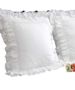 Funda de Almohadas de Encaje de Lujo Blanco Queen's House