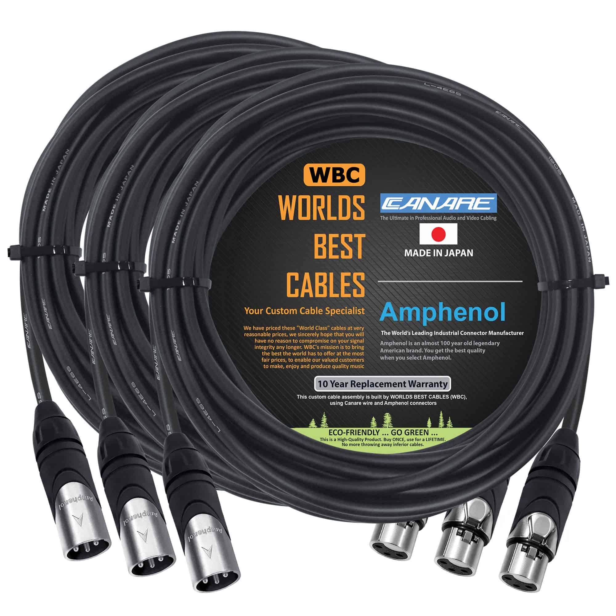 3 Unidades - 18 Pies - Canare L-4E6S, Cables de Micrófono