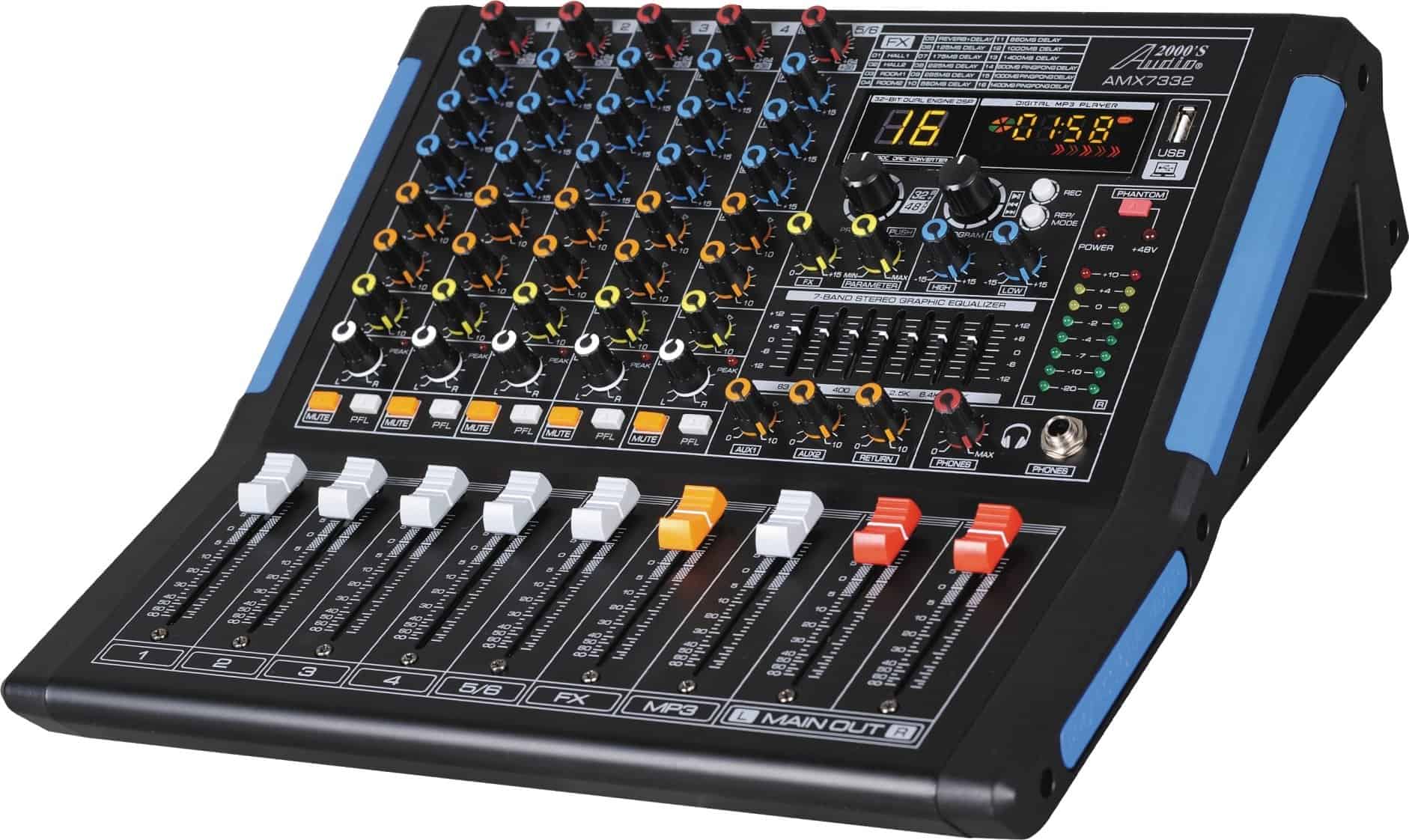 Mezclador de Audio Profesional de Seis Canales con Interfaz