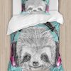 Juego de Funda Nórdica Ambesonne Sloth, retrato de DJ