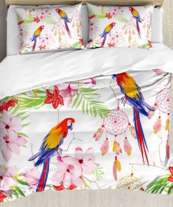 Set de Funda nórdica Ambesonne Loros, Bosque con Loros y