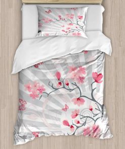 Juego de Funda Nórdica Ambesonne Nature, Mariposas en Flor