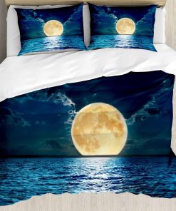 Juego de Funda Nórdica Ambesonne Ocean, Super Luna sobre la