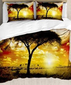 Juego de Funda Nórdica Ambesonne Savannah, -Naranja Negro