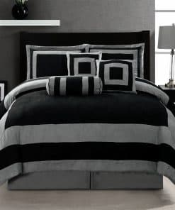 Juego de edredón extragrande negro/gris de alta calidad en