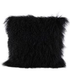 Funda de cojín/de almohada de piel de cordero -Negro