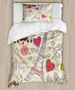 Juego de Funda Nórdica Ambesonne Paris, Ilustración de