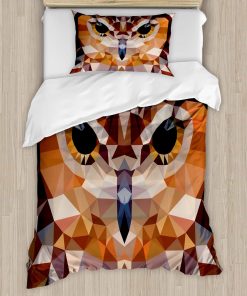 Juego de Funda Nórdica Geométrica Ambesonne, Cabeza de Búho