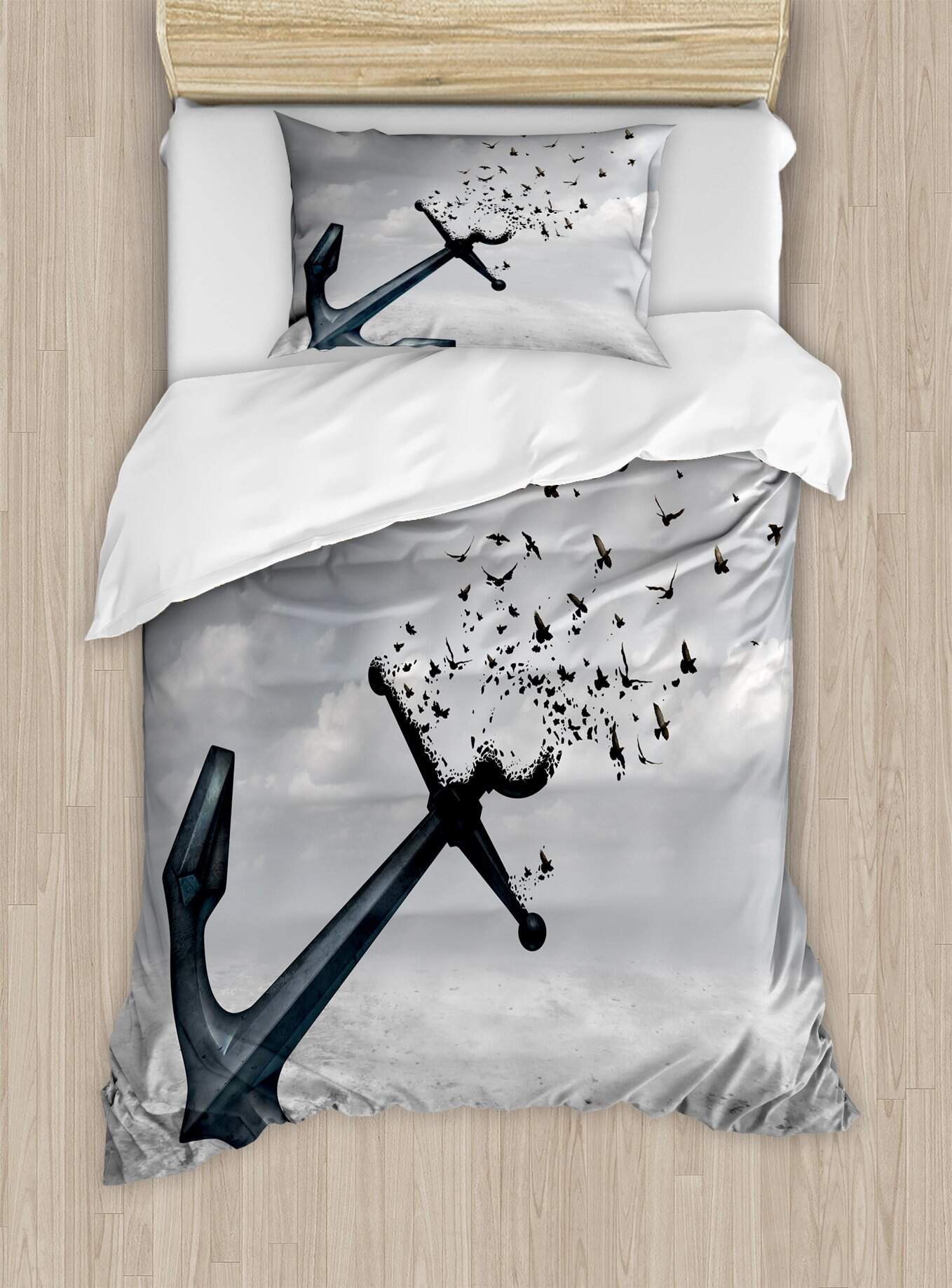 Juego de Funda de Edredón Ambesonne Birds, Ancla se