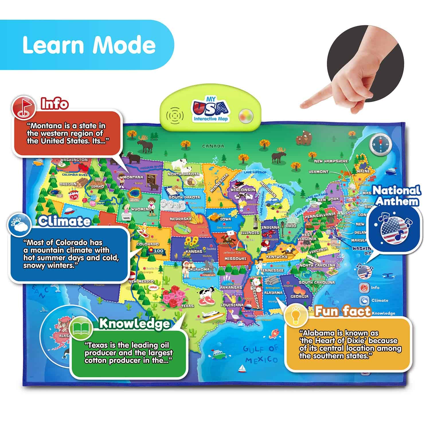 BEST LEARNING i-Poster My USA Mapa Interactivo - Juguete - Imagen 4