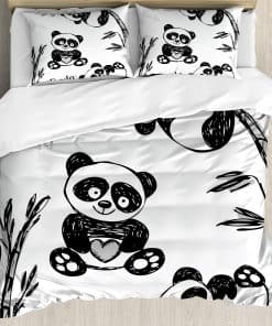 Juego de Funda Nórdica Ambesonne Panda, Animal Alegre en