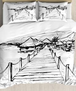 Juego de funda nórdica Ambesonne Hawaiian, diseño boho de