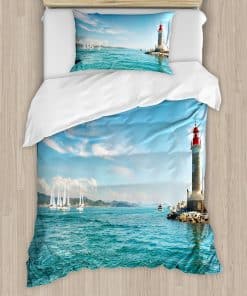 Juego de funda nórdica Ambesonne Faro, Día junto al mar