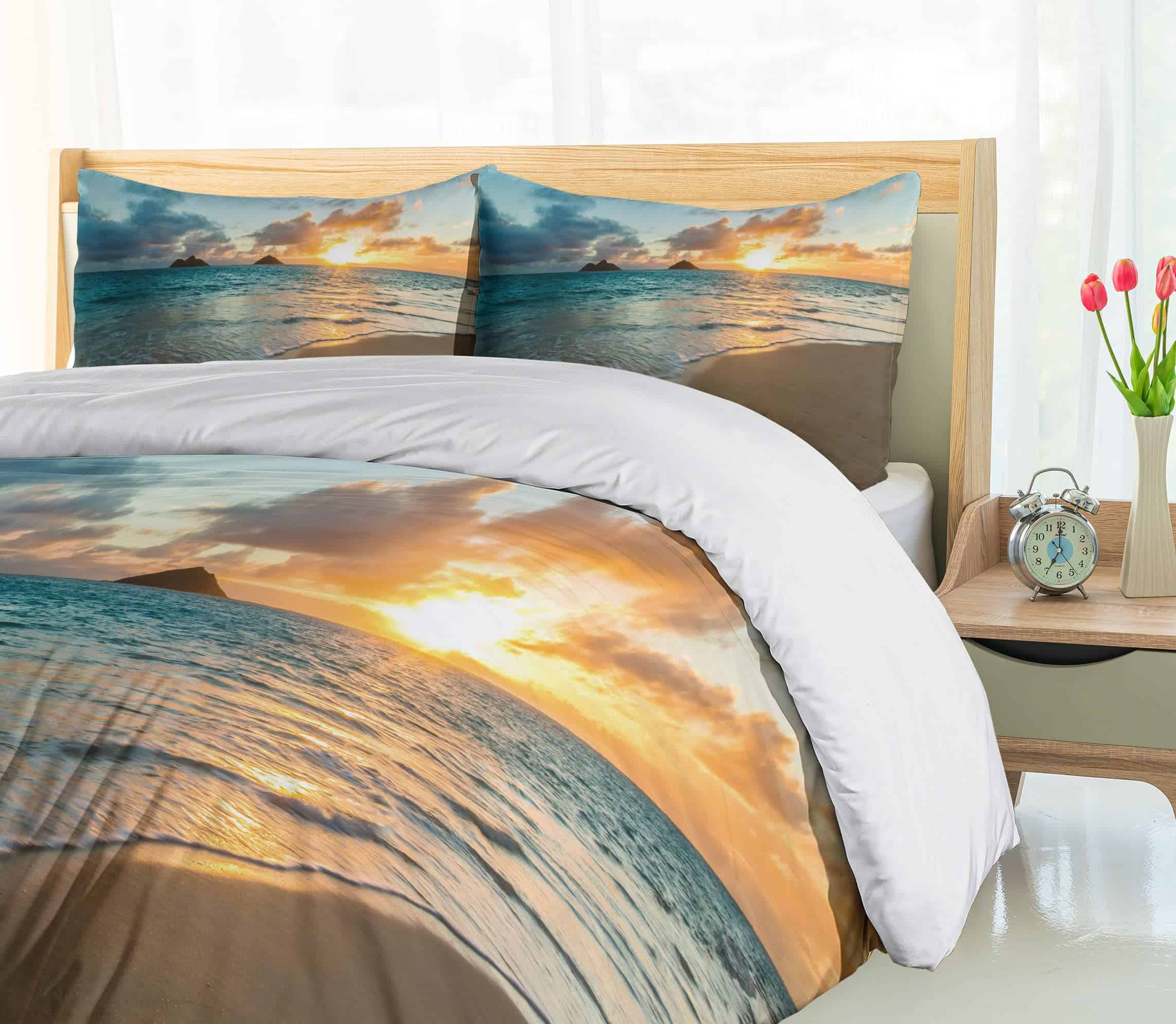 Ambesonne Juego de Funda Nórdica Hawaiana, Amanecer - Imagen 5