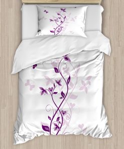 Juego de Funda Nórdica Ambesonne Spring, Árbol Violeta con