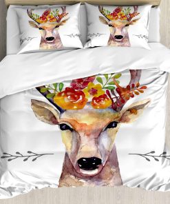 Juego de Funda Nórdica Ambesonne Indie, Retrato de Ciervo