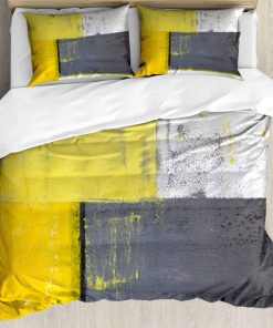 Juego de Funda Nórdica Ambesonne Gris y Amarillo, Diseño