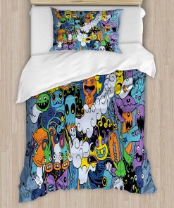 Set de Funda Nórdica Indie de Ambesonne, Grupo de Monstruos