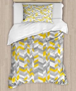 Set de Funda Nórdica Ambesonne Gris y Amarillo, Patrón