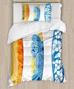 Juego de Funda Nórdica Ambesonne Surf, Coloridos Tablas de