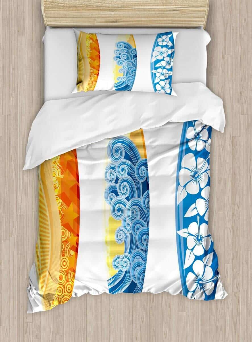 Juego de Funda Nórdica Ambesonne Surf, Coloridos Tablas de