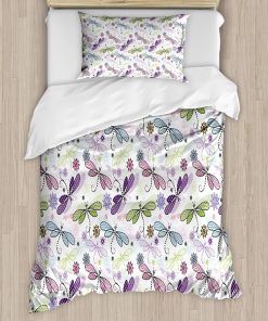 Juego de Funda Nórdica Ambesonne Dragonfly, Arte de Flores