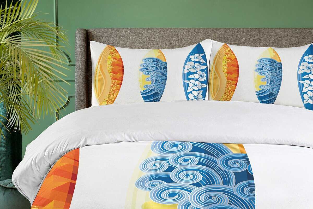 Juego de Funda Nórdica Ambesonne Surf, Coloridos Tablas de - Imagen 4