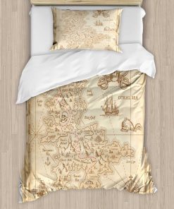 Juego de Funda Nórdica Ambesonne Island, Detalles de Mapa