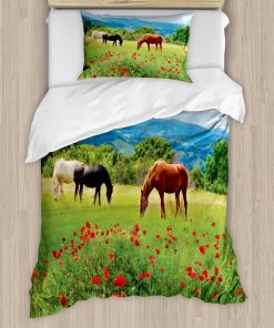 Juego de Funda Nórdica Ambesonne Horses, Varios Tipos de