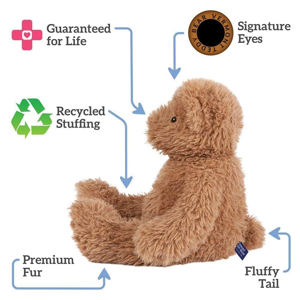 Vermont Teddy Bear Super Soft Almond Brown Teddy Bear - 18 - Imagen 5