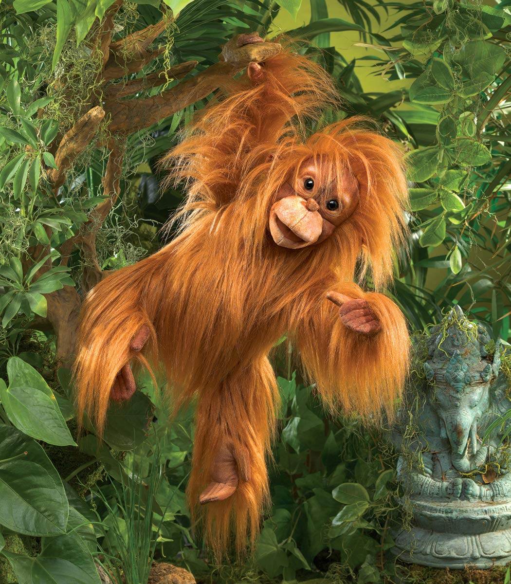 Títere de Mano de Orangután Bebé Folkmanis, Naranja-Marrón - Imagen 4