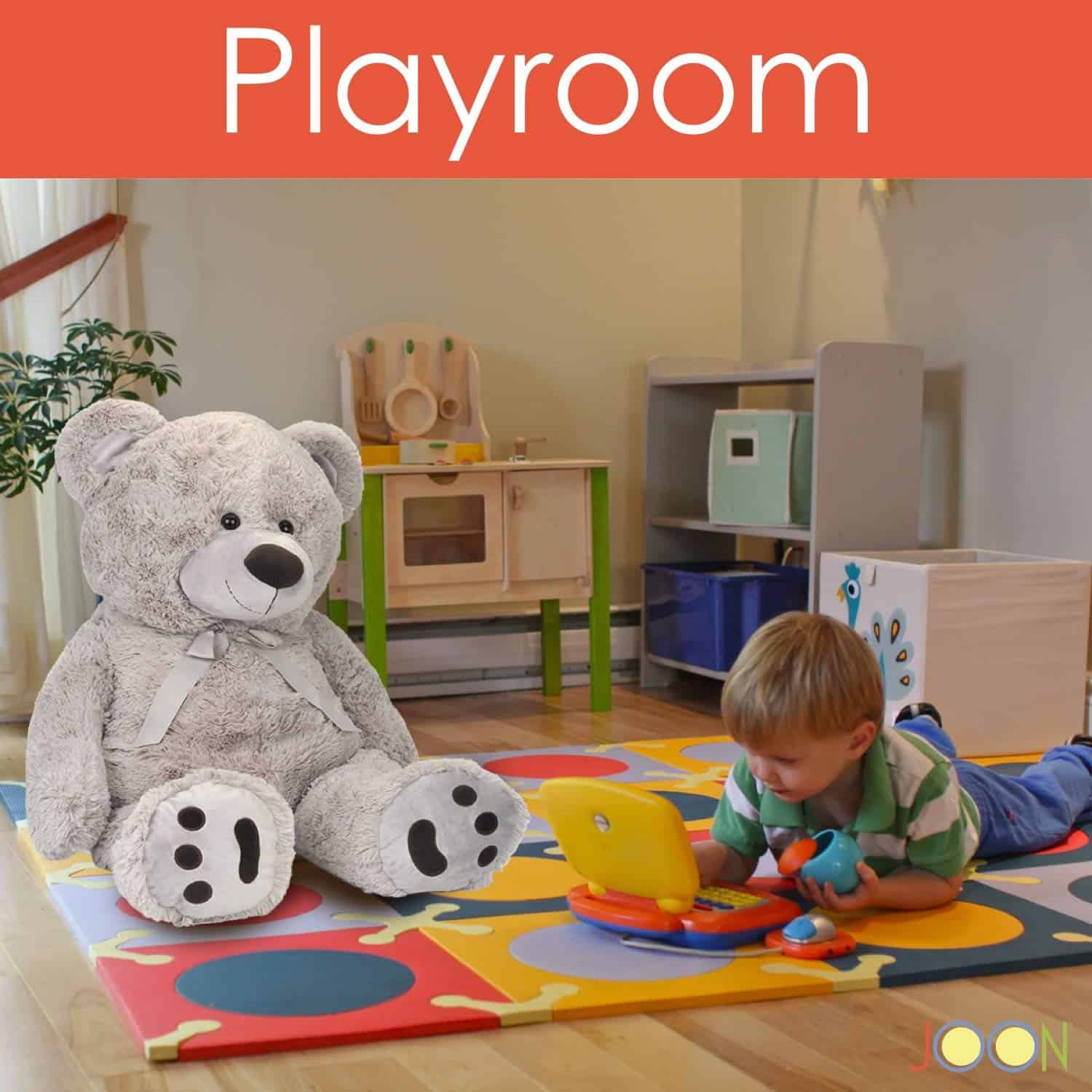 Peluche Gigante JOON - 38 Pulgadas, Gris Claro, Pelaje - Imagen 6