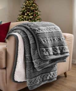 Manta de Punto con Forro Sherpa Brandream para Cama Sofá