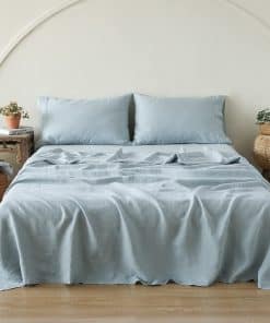Juego de sábanas de lino Simple&Opulence 100% -Azul Polvorie