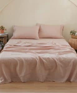 Juego de Sábanas 100% Lino con Bordado Lavado - 4 Piezas (1