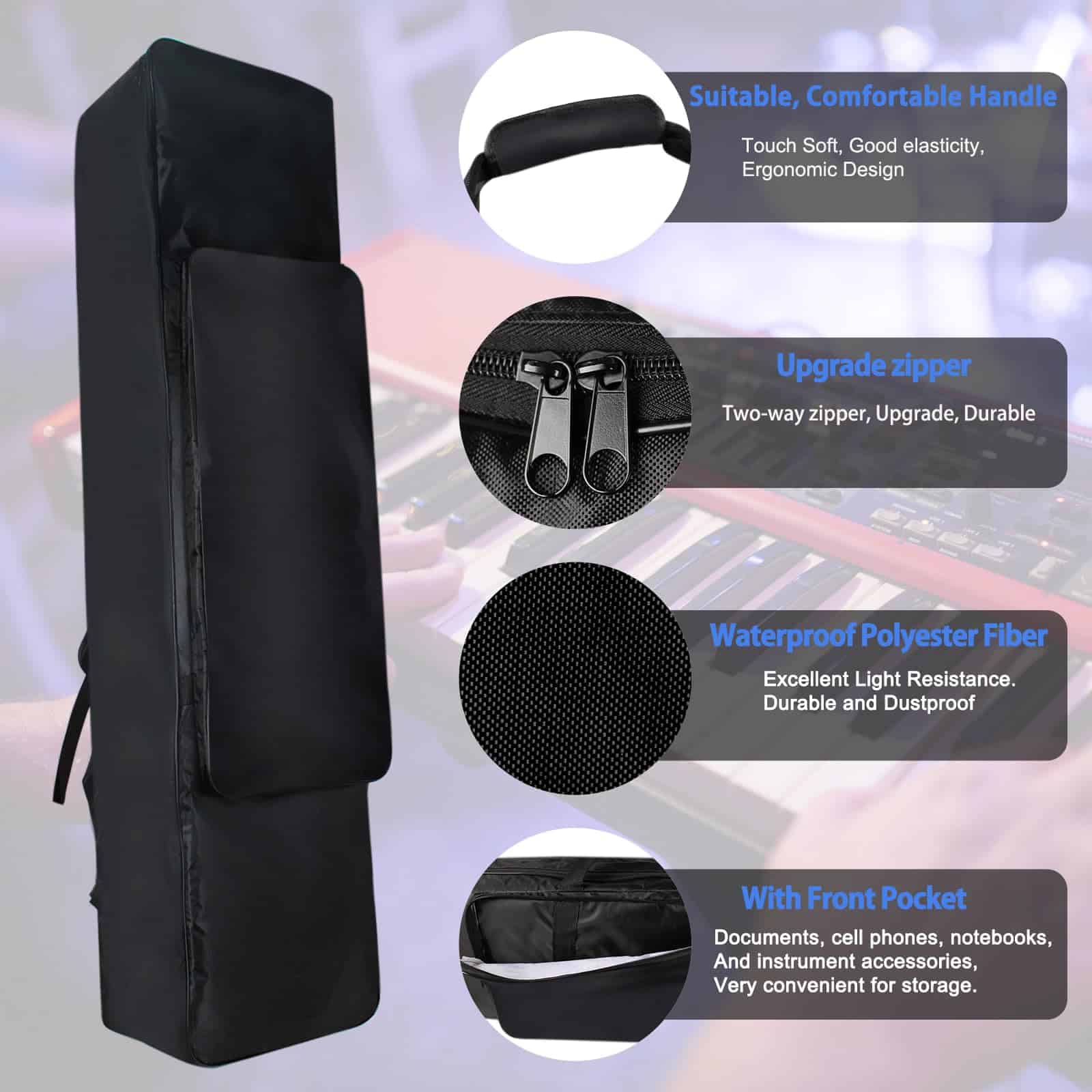 Estuche para Teclado de 88 Teclas NKTM, 53.5"x12.6"x6.3" - Imagen 3