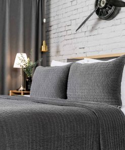 Colcha de Terciopelo Dark Gray Velvet Queen Reversible