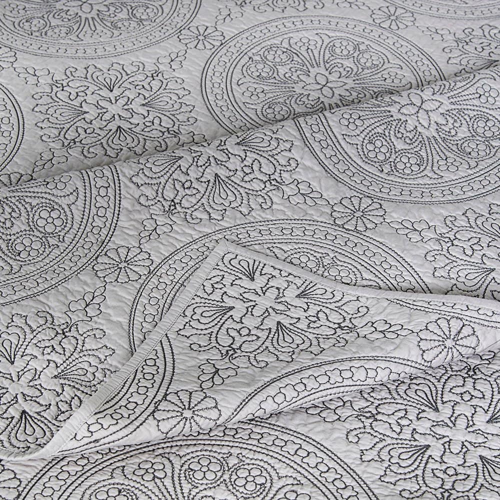 Colcha de Cama Reversible de Algodón 100% con Bordado de - Imagen 8