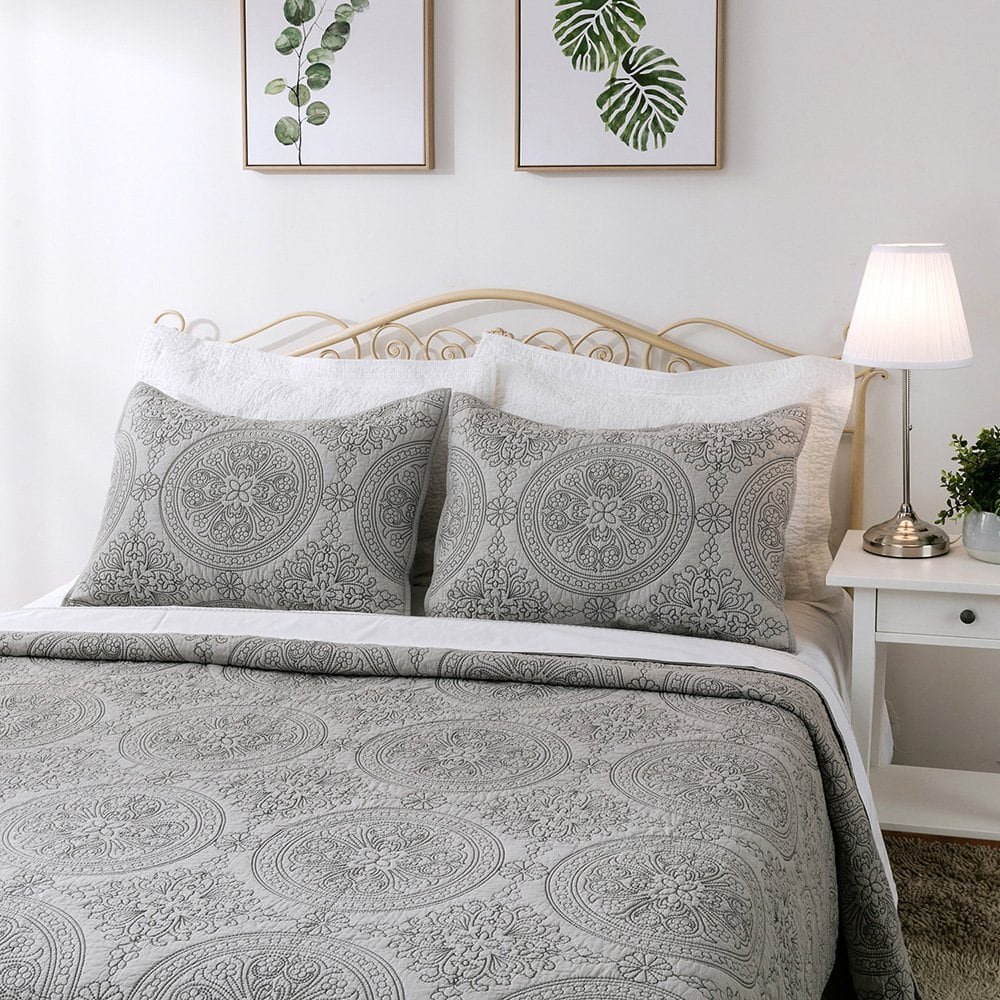 Colcha de Cama Reversible de Algodón 100% con Bordado de - Imagen 4