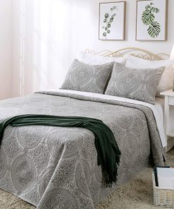 Edredón de Algodón Reversible con Bordado de Medallón de