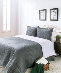 Edredón de Cama Ligero con Detalles de Puntada Cuadrada -