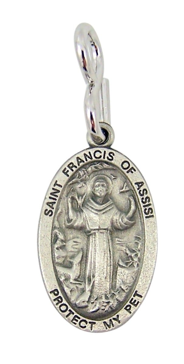 Dije para collar de mascota plateado de San Francisco de