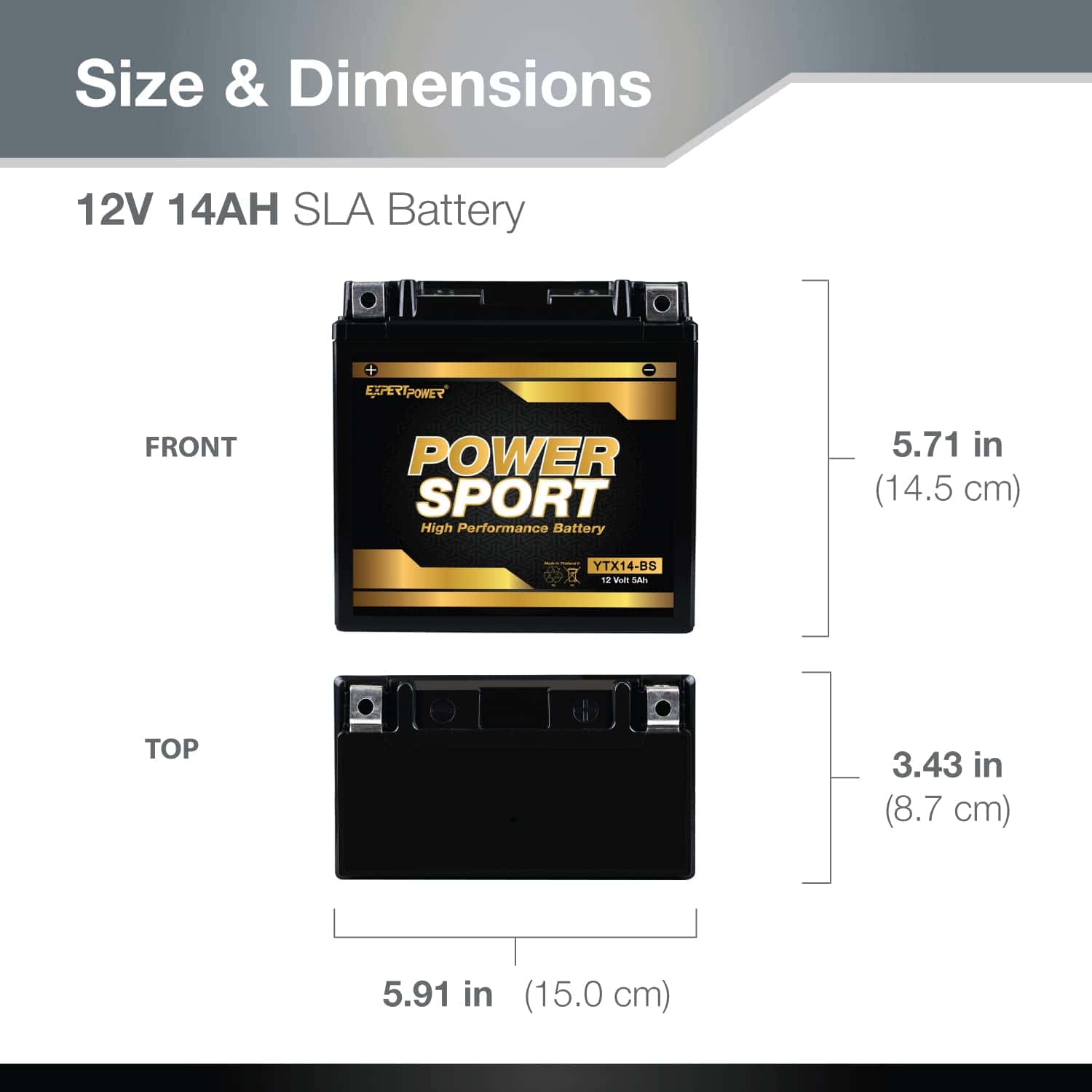 Batería de reemplazo ExpertPower ETX14-BS 12v14Ah YTX14-BS - Imagen 4