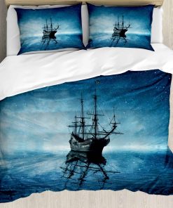 Set de Funda de Edredón Ambesonne Barco Pirata, Barco en el