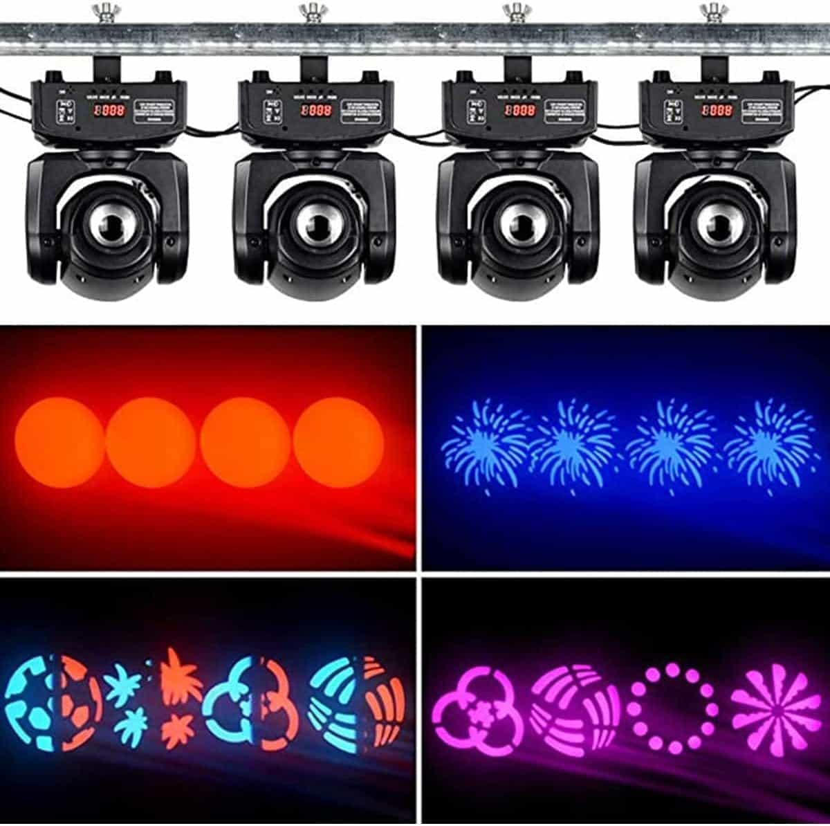 Luz de Cabeza Móvil BETOPPER Luces de Escenario 8 GOBO 8 - Imagen 3