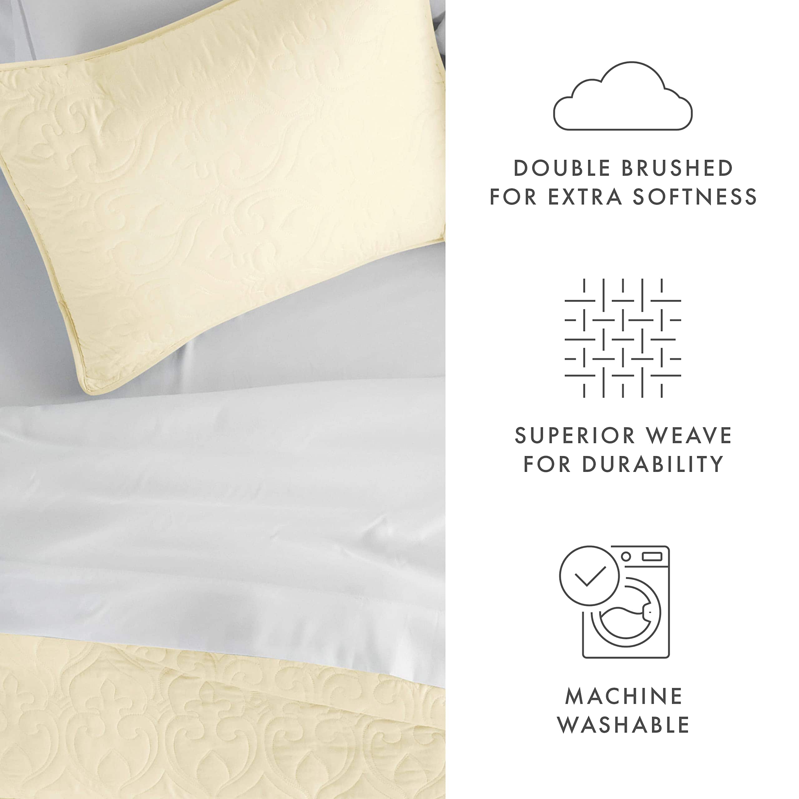 Juego de Colchas Amarillo de 3 Piezas Twin Size de Linen - Imagen 5