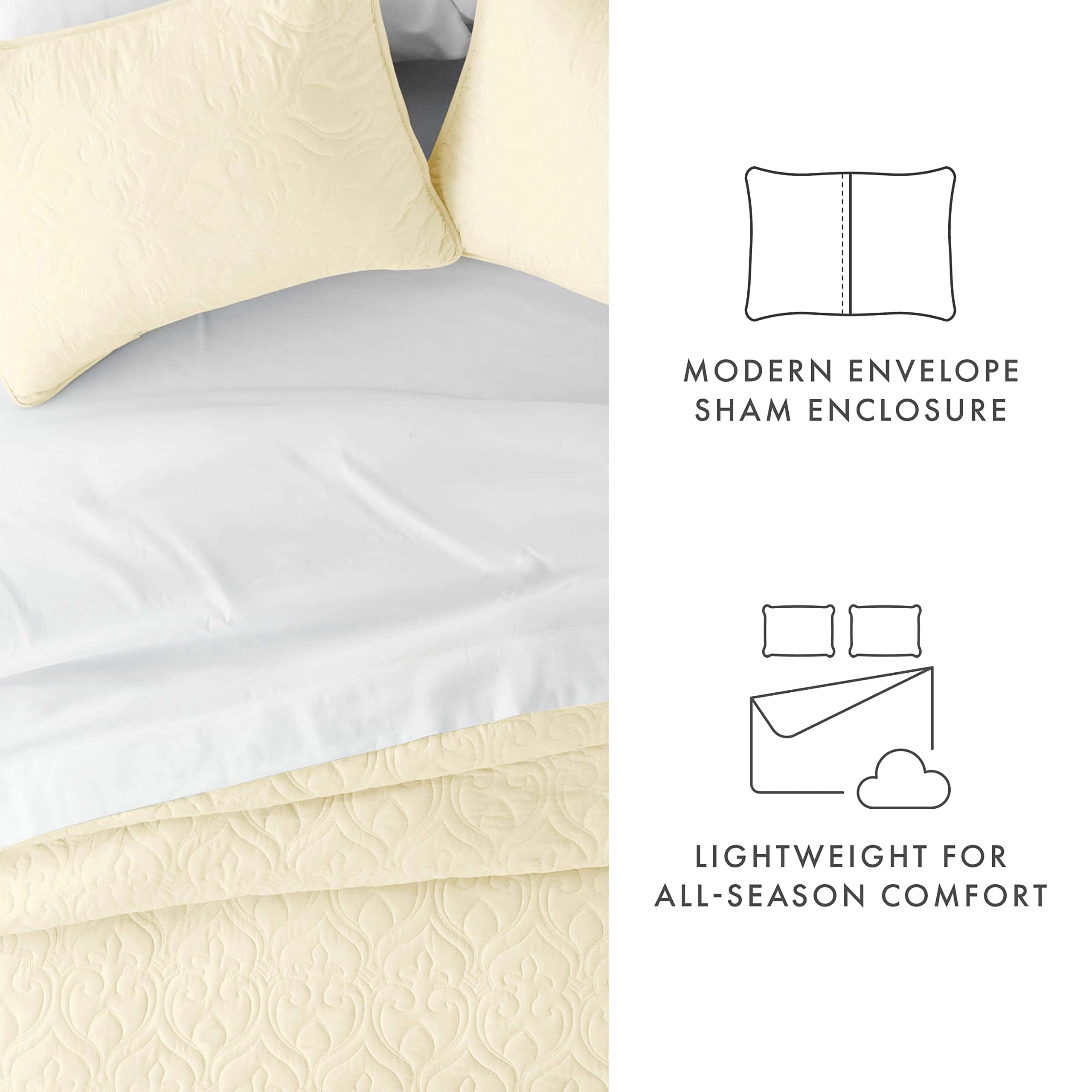 Juego de Colchas Amarillo de 3 Piezas Twin Size de Linen - Imagen 6